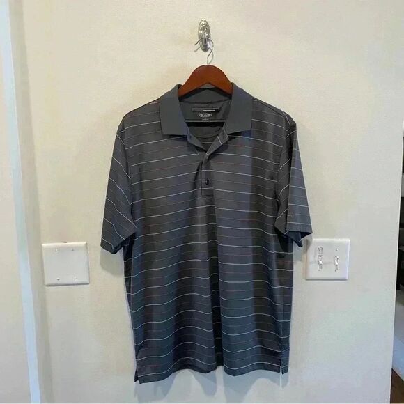Greg Norman play dry stripe polo men's size large athletic performance gray golf - Picture 1 of 9